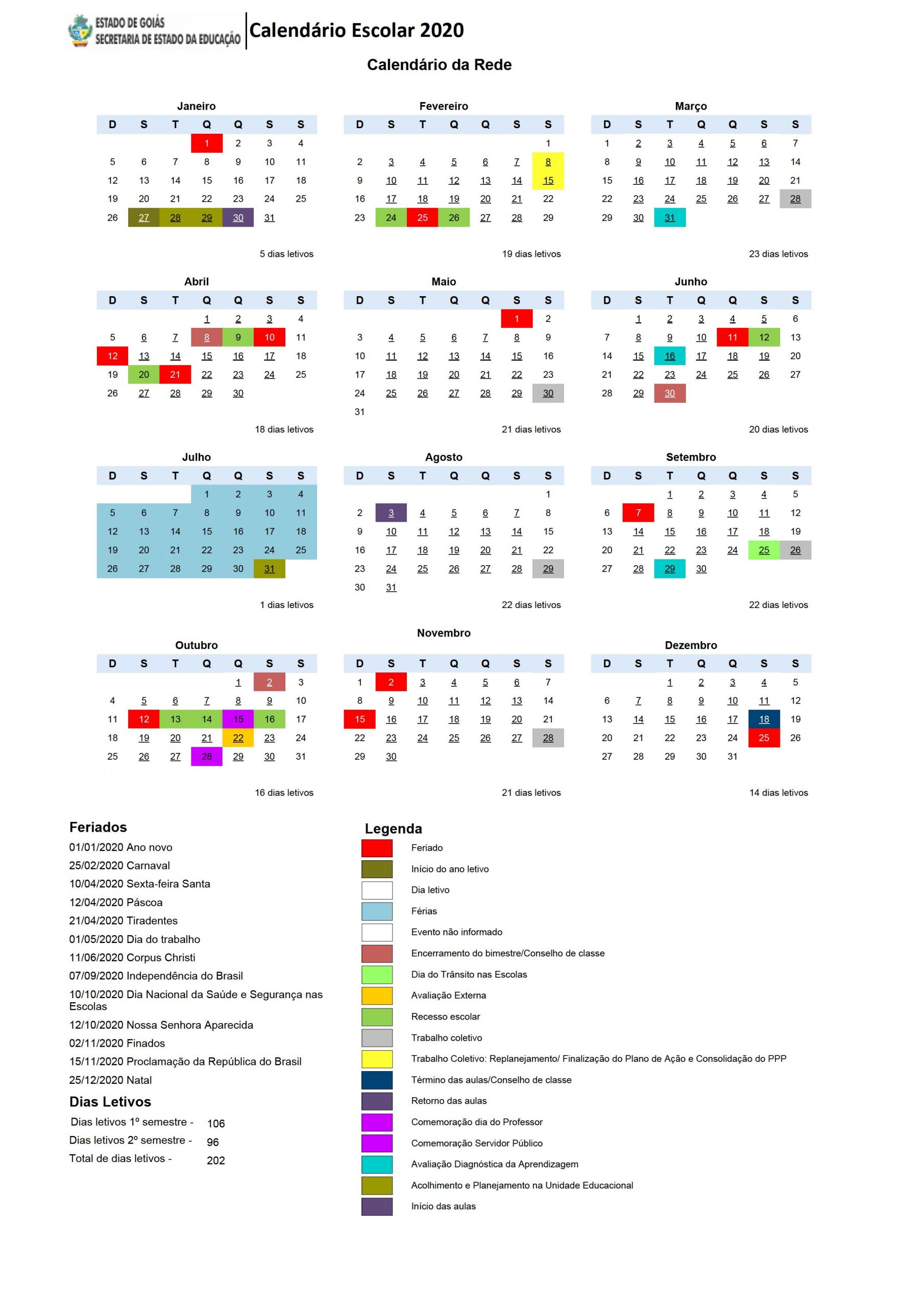 Divulgado Calendário Escolar 2020 Da Rede Estadual Conselho Municipal De Educação 3253